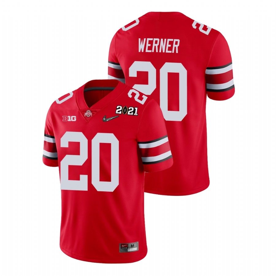 Ohio State Buckeyes Men's NCAA Pete Werner #20 Scarlet Champions 2021 National College Football Jersey ATQ0549GQ